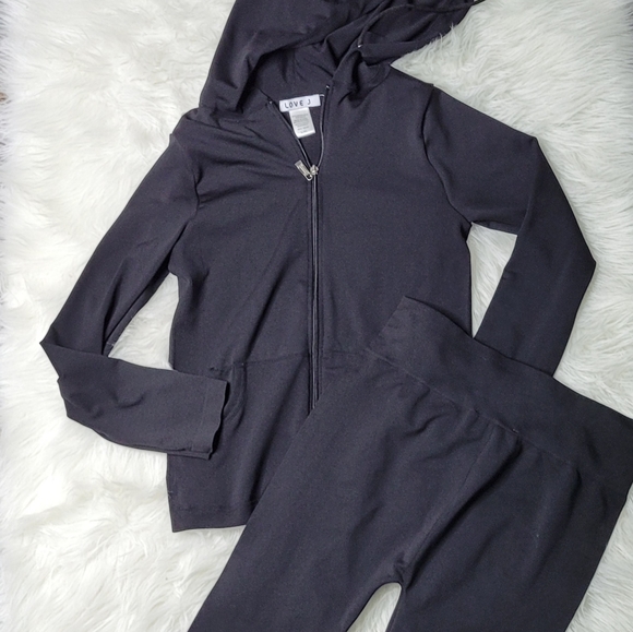 Zip Up Hoodie and Pocketed Pants Set